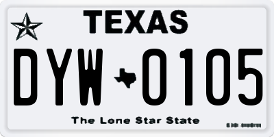 TX license plate DYW0105