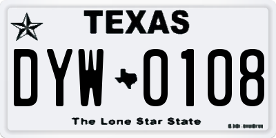 TX license plate DYW0108