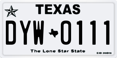 TX license plate DYW0111