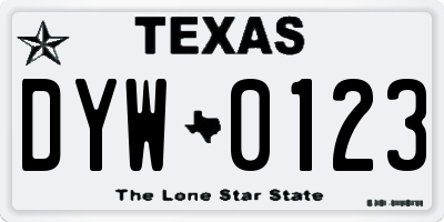 TX license plate DYW0123