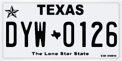 TX license plate DYW0126