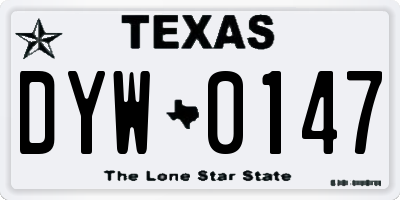 TX license plate DYW0147