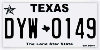 TX license plate DYW0149
