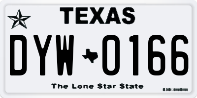 TX license plate DYW0166