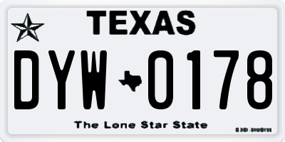 TX license plate DYW0178