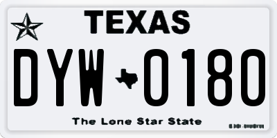 TX license plate DYW0180