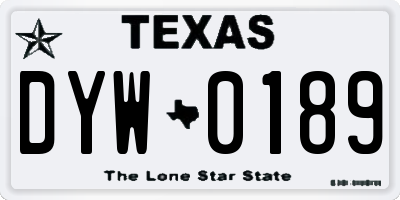 TX license plate DYW0189