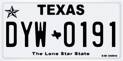 TX license plate DYW0191