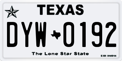 TX license plate DYW0192