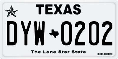 TX license plate DYW0202