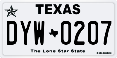 TX license plate DYW0207