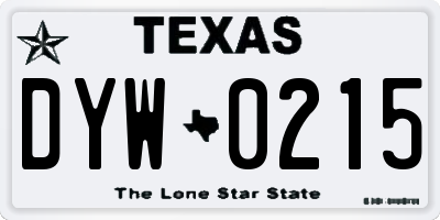 TX license plate DYW0215