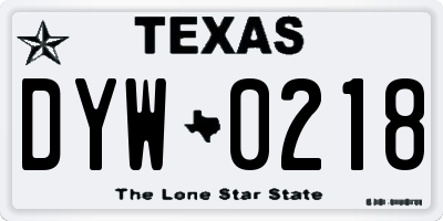 TX license plate DYW0218