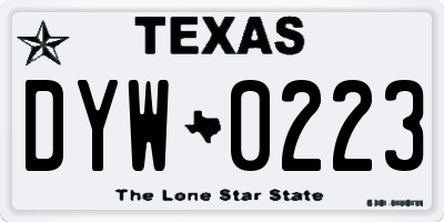 TX license plate DYW0223