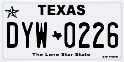 TX license plate DYW0226