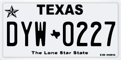 TX license plate DYW0227