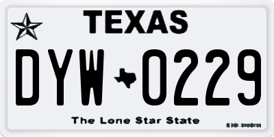 TX license plate DYW0229