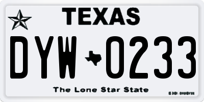 TX license plate DYW0233