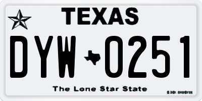 TX license plate DYW0251