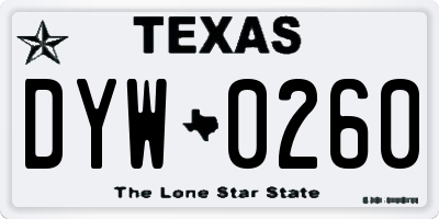 TX license plate DYW0260