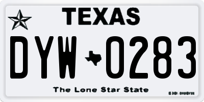 TX license plate DYW0283