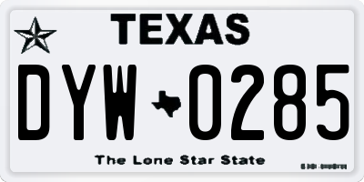 TX license plate DYW0285