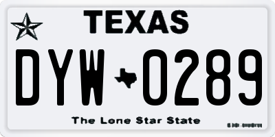 TX license plate DYW0289