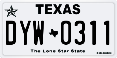 TX license plate DYW0311