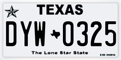 TX license plate DYW0325