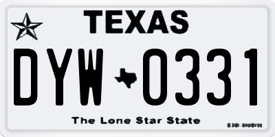 TX license plate DYW0331