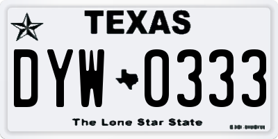 TX license plate DYW0333