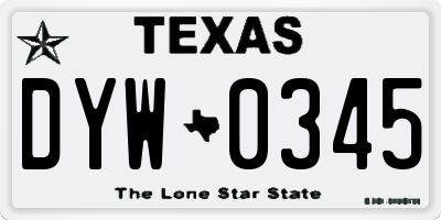TX license plate DYW0345