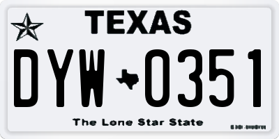 TX license plate DYW0351