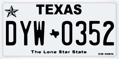 TX license plate DYW0352