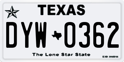 TX license plate DYW0362