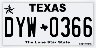 TX license plate DYW0366