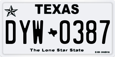 TX license plate DYW0387