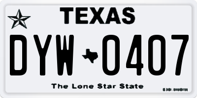 TX license plate DYW0407