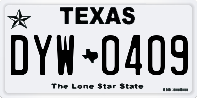 TX license plate DYW0409