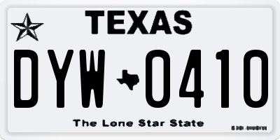 TX license plate DYW0410