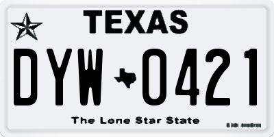TX license plate DYW0421