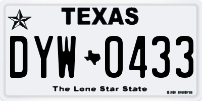 TX license plate DYW0433
