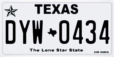 TX license plate DYW0434