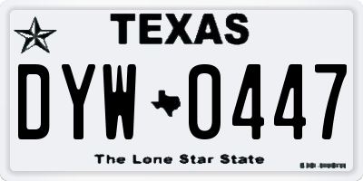 TX license plate DYW0447