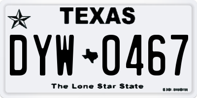 TX license plate DYW0467