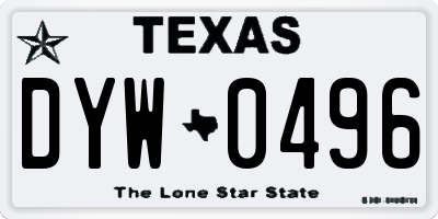 TX license plate DYW0496