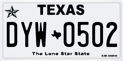 TX license plate DYW0502