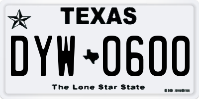 TX license plate DYW0600