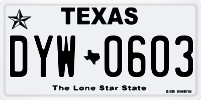 TX license plate DYW0603