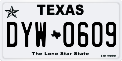 TX license plate DYW0609
